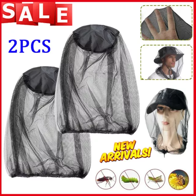 2X Midge Mosquito Net Insect Hat Bug Mesh Head Net Face Protector Travel Camping