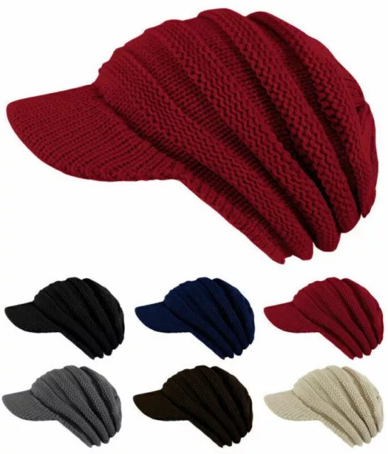 Unisex knitted hat with peak peaked cap winter women's hat men's hat Unise@