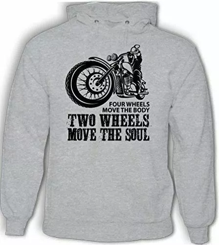 Two Wheels Move The Soul Mens Funny Biker Hoodie Motorcycle Motorbike