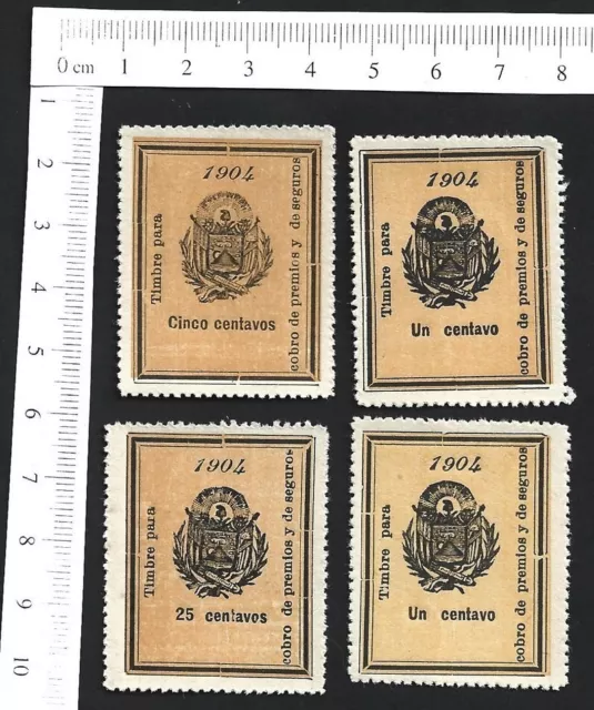 El Salvador 1904 revenue stamps - Tax on Prizes & Insurance payouts (4)