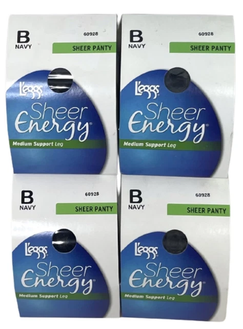 LEGGS SHEER ENERGY Sheer Panty Pantyhose Navy Size B 60928, Pack of 4