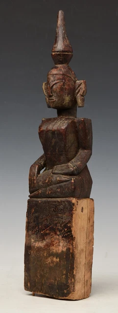 18th Century, Shan, Antique Tai Lue Burmese Wooden Seated Buddha 6