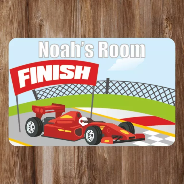 Racing Car Kids Bedroom Door Sign Personalised with Any Name