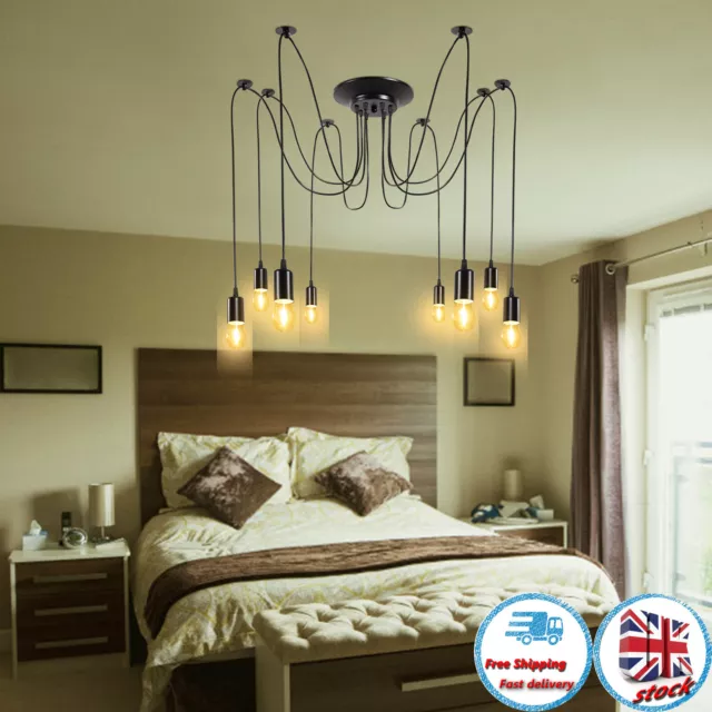 Retro Vintage Chandelier Ceiling Spider Light Industrial Pendant Ceiling Lamp UK