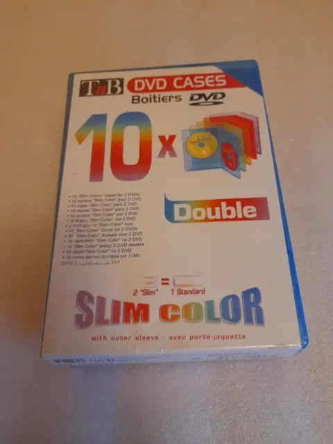 Lot De 10 Boîtiers DVD Double Slim Color Neuf