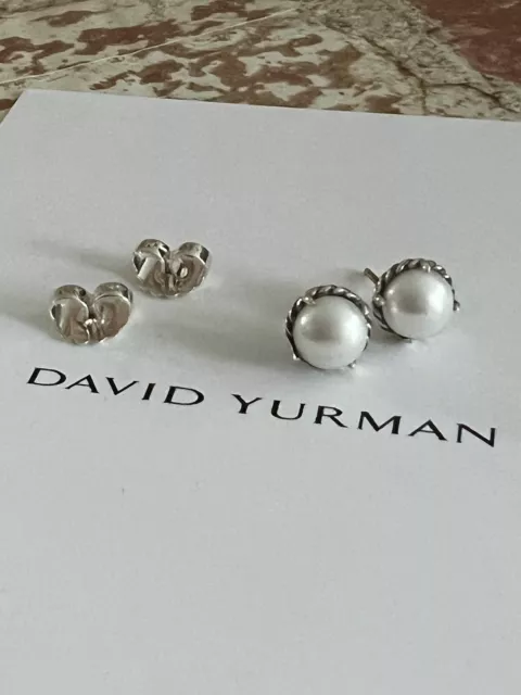 David Yurman Chatelaine Stud Earrings with Pearl Sterling Silver 925