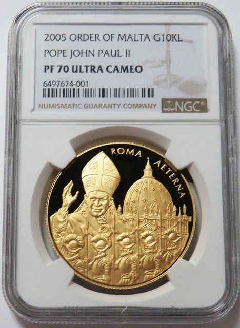 2005 Gold Malta Pope John Paul Ii Swiss Guards Ngc Proof 70 Uc 10,000 Liras 2005 Gold Malta Pope John Paul Ii Swiss Guards Ngc Proof 70 Uc 10,000 Liras