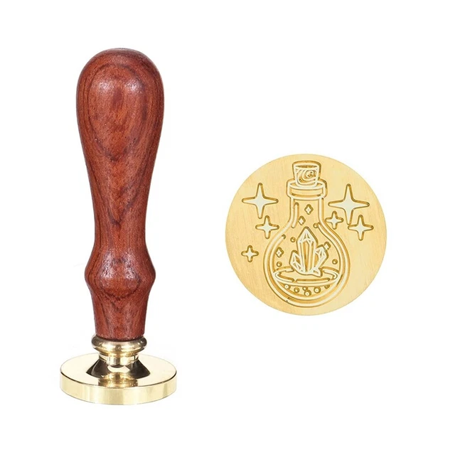 Potion with Crystal Wax Seal Stamp, 30mm Vintage Brass Head Sealing Stamp,  A8M9