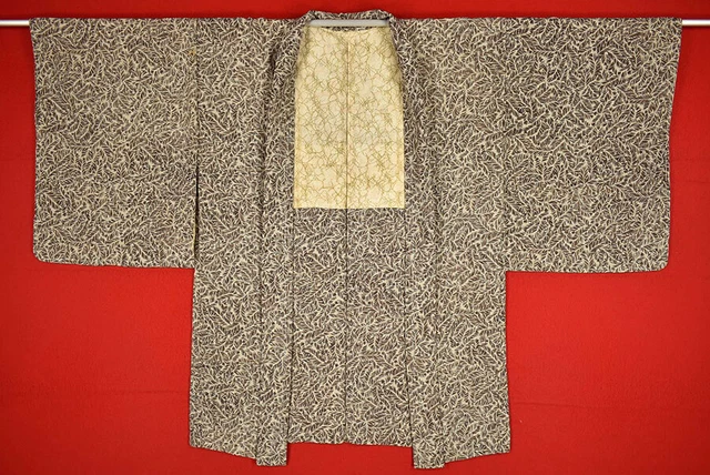 Vintage Japanese Kimono Silk Antique BORO HAORI Kusakizome Dyed/A997/435