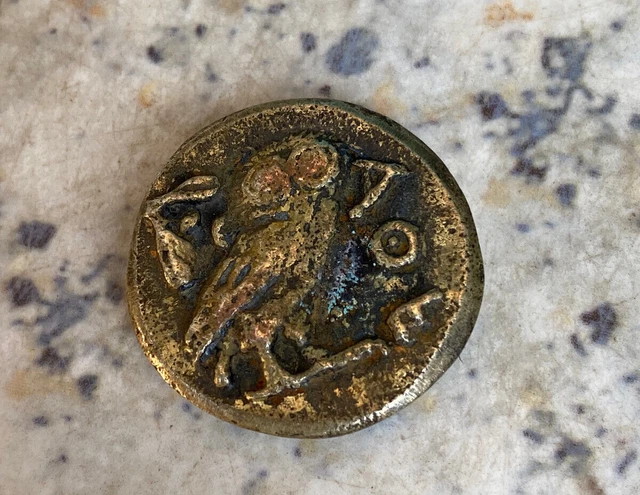 Unresearched Ancient Greek Aoe Owl Ancient Rare Silver Coin Unresearched Ancient Greek Aoe Owl Ancient Rare Silver Coin