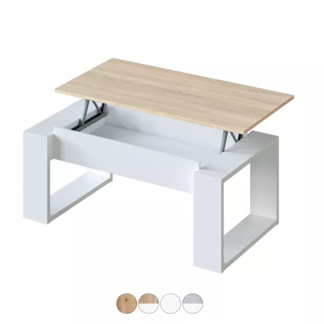 Mesa de centro elevable, mesa auxiliar con revistero para comedor, Nova