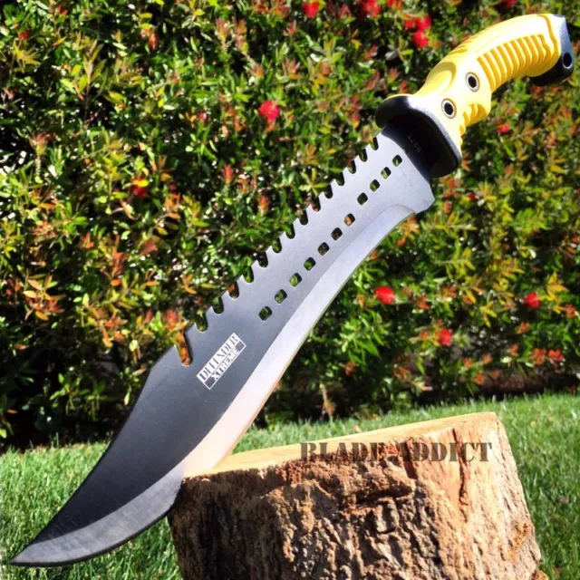 15.5" TACTICAL HUNTING SURVIVAL FIXED BLADE MACHETE Rambo Knife Sword Camping