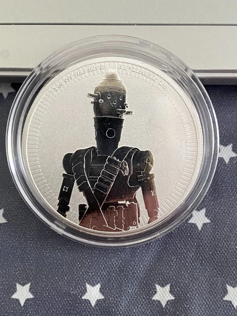 2022 Star Wars IG-11 Assassin Droid Mandalorian Nuie .999 Silver  Mintage 25,000