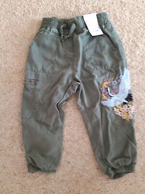 Girls Next BNWT Combat Embroidered Trousers 3-4yrs Rrp £21 Summer