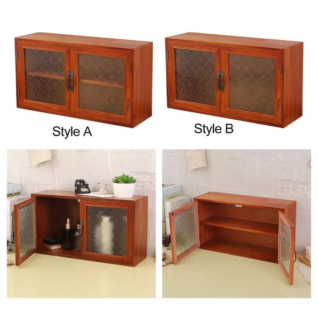 Wood Storage Cabinet with Door Condiment Organizer Model Car Display Case Tea