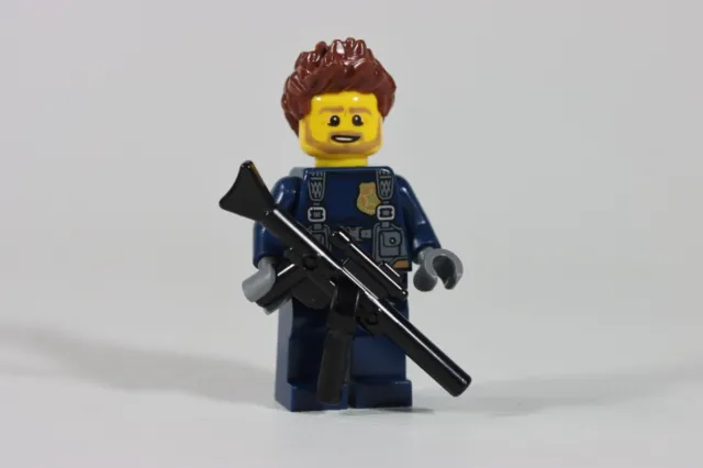 LEGO® City Police Minifigure Officer SWAT Team Gun Dude Reddish Brown Hair