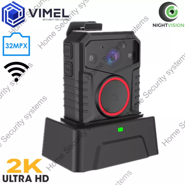 Police Camera Wireless Body Security Guard WIFI 32Mpx ULTRA HD 2K Wearable
