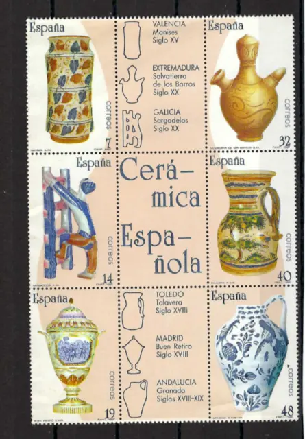 Ceramicware Of  Spain  Valencia.- Toledo.- Andalucia.- Madrid.-  S/Sheet  1987