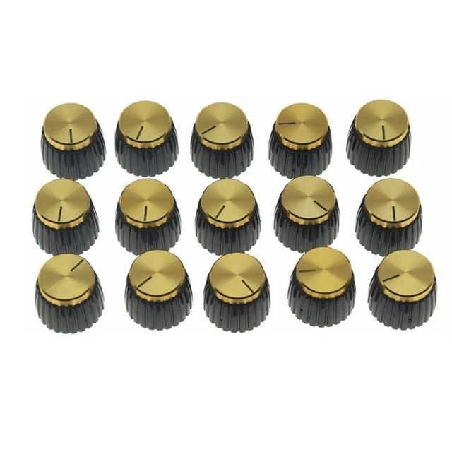 45er Push on Fit Knobs Black with Gold Aluminum  Top Fits 6mm Diameter Pots J8L5 2