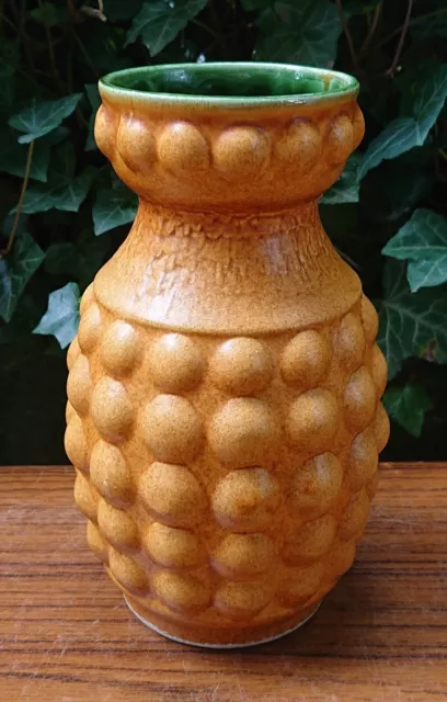 alte Vase Blumenvase Keramikvase Keramik West Germany 64-20 grün gelb 60er