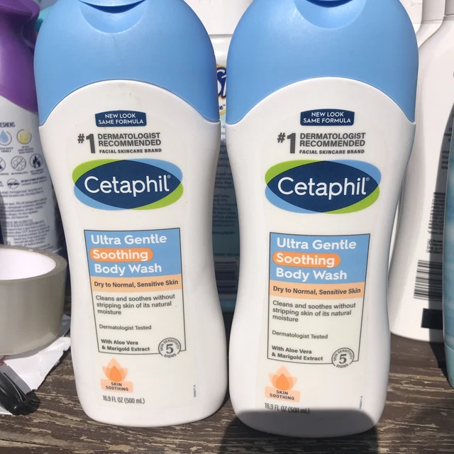 2 Cetaphil Ultra Gentle Soothing Body Wash, Sensitive Skin, 16.9 Oz Each