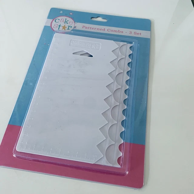 Paquete de 3 peines estampados raspadores laterales para pastel crema de mantequilla o glaseado