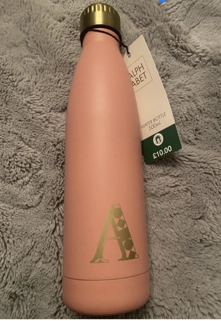 Botella de agua rosa inicial A de botas regalo regalo personalizado