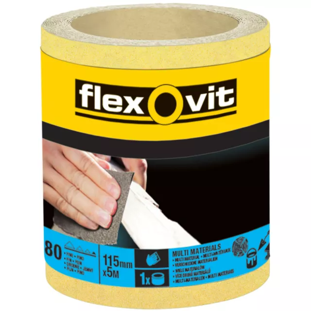 Flexovit 63642569909 High Performance Sanding Roll 115mm x 5m Extra Coarse 40G