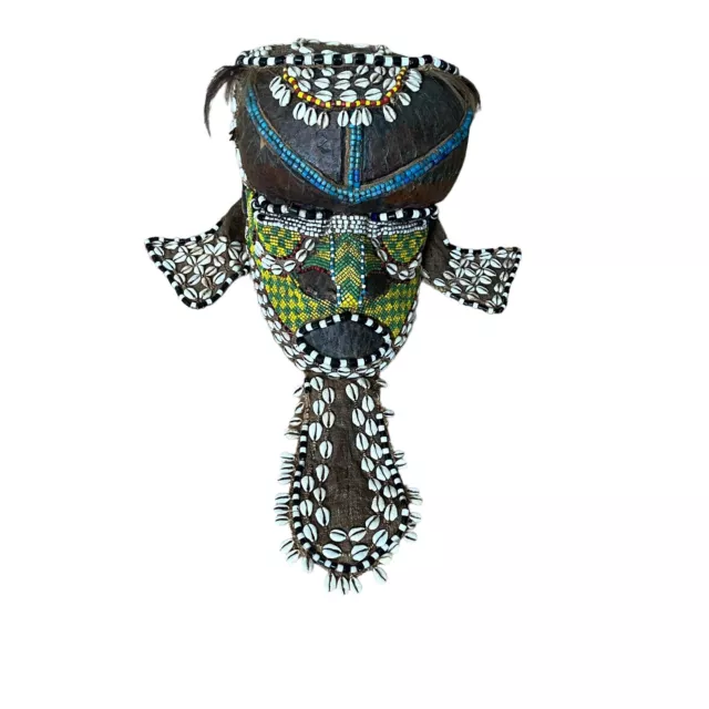Kuba Mask Bwoom Helmet Royal Congo African Beaded Art 2
