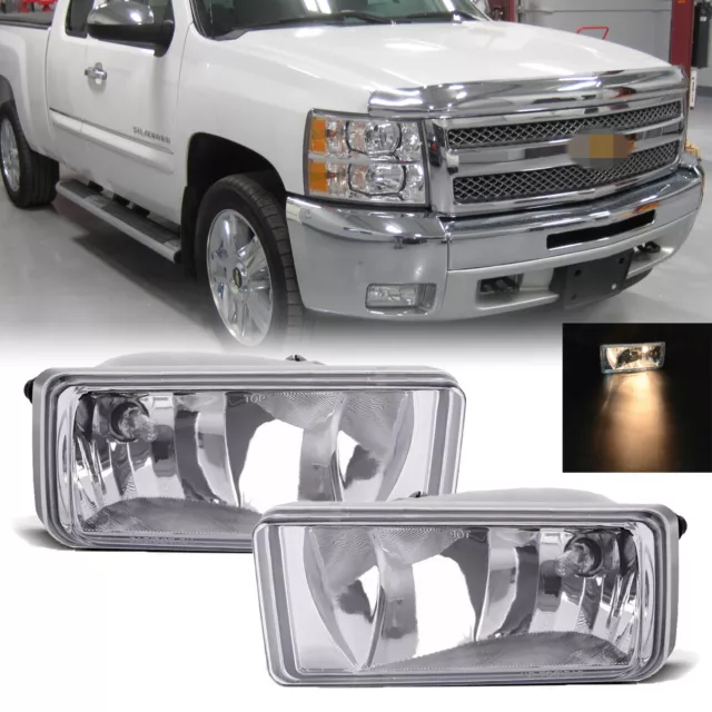 Fit 2007-2015 Chevy Silverado 1500 2500 Front Bumper Fog Lights Lamps Pair 07-15