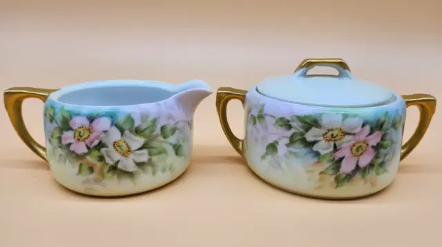 Vintage Hand Painted, RS Tillowitz Germany Silesia 1920s Cream and Sugar Set
