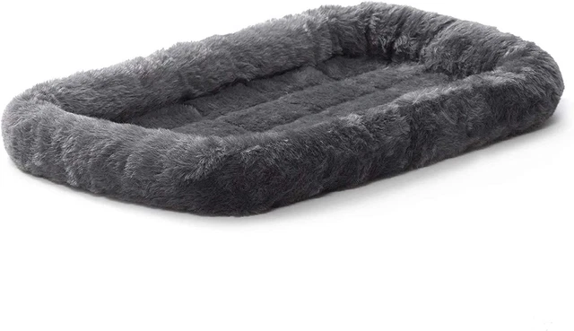 Midwest Quiet Time Bolster Gray Dog Bed, 18" L X 12" W, XX-Small