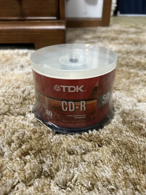 TDK CD-R Discs 50 Pack For Computer Burning 80 Minutes 700 MB NEW FACTORY SEALED