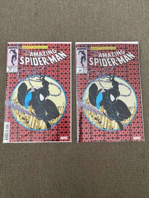 AMAZING SPIDER-MAN 300; Regular & Foil Variant 2023 Facsimile Set!!