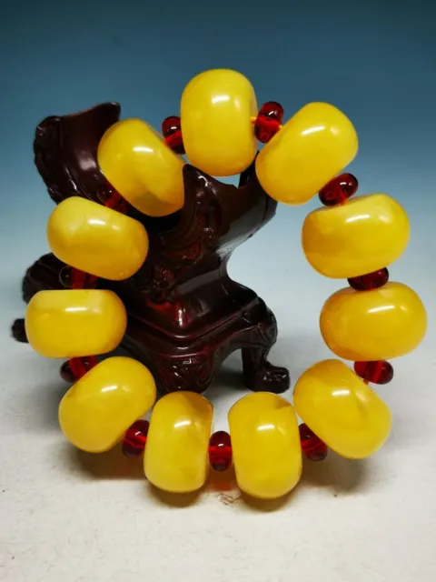 26mm Natural Big Beeswax Beads Hand Polished Prayer beads Bracelet sd4
