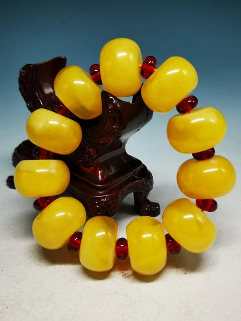 26mm Natural Big Beeswax Beads Hand Polished Prayer beads Bracelet sd4