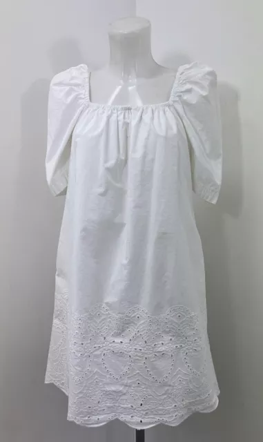 Ladies Ex Apricot White Broderie Anglaise Smock Dress Size XS to XL