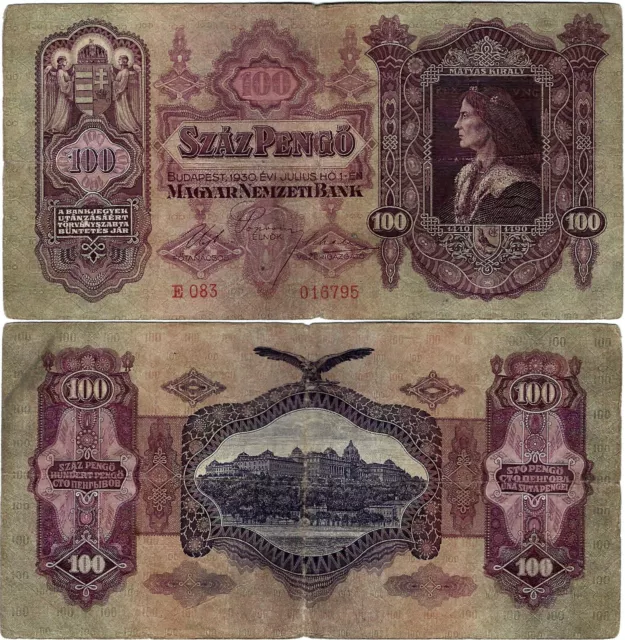 Ungarn Banknote Schein 100 Pengö 1930 Ungarn Magyar Nemzeti Bank P-98