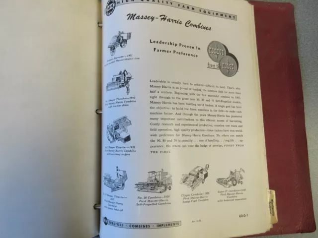 Massey Harris Combines Sales Sheets from Dealer Catalog 6 Page