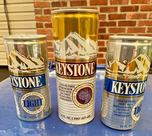 Keystone Pint & Keystone Light Vintage Collectible Empty Beer Cans NO ALCOHOL