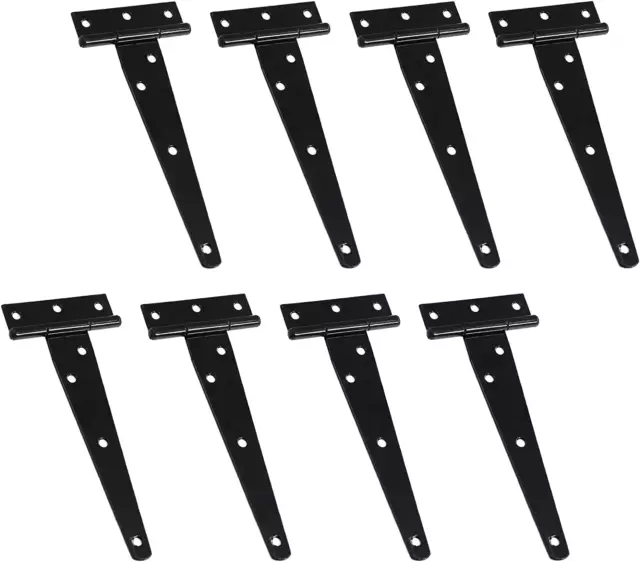 Set of 8 6-Inch Heavy-Duty T-Strap Door Hinges for Gates, Barn Doors, and More