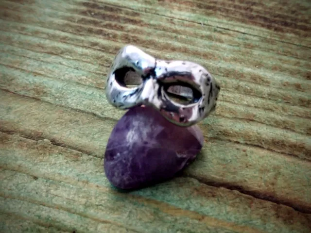 Unique & Mysterious Mask Shaped Artisanal Ring ~ 925 Sterling Silver