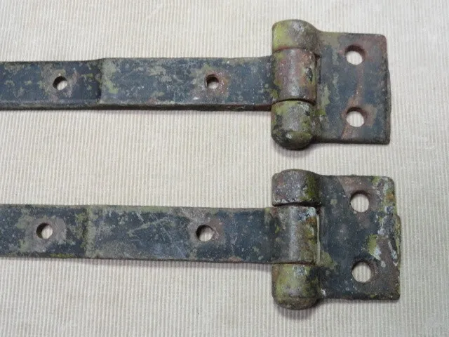 Pair of Barn Shed Door Garden Gate Strap Hinges Antique Cast Iron Nice Ones 'B' 3