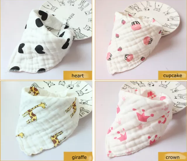 NEW Handmade Baby Boy/Girl Super Soft Cotton Gauze Bandana Bibs -  0-3 years