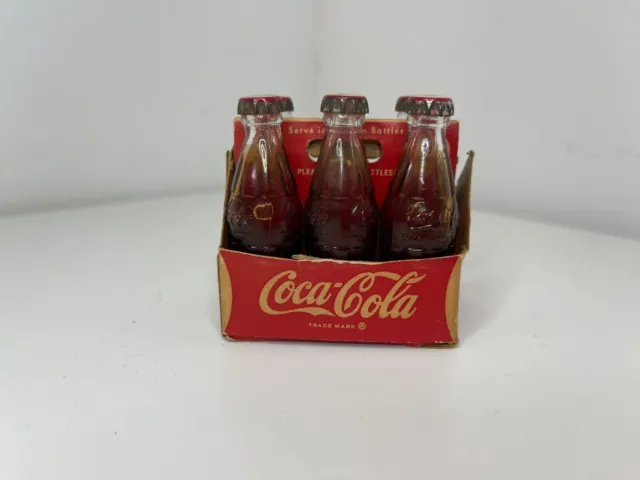 1950s Vintage Mini Coca Cola 2.5” Bottles 6 Pack-Cardboard Carrier