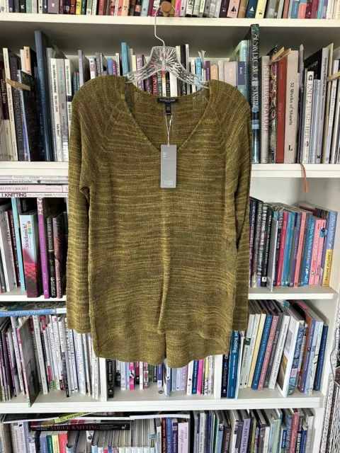 Eileen Fisher Alpaca Wool Slub Mused V Neck Sweater Tunic Petite Medium