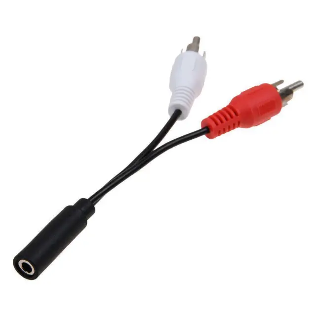 3.5mm Audio Jack Female To 2 x Phono RCA Male Stereo Durable Y4 J4 Cable T4K2