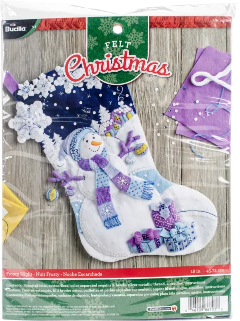 Bucilla Felt Stocking Applique Kit 18" Long-Frosty Night 86703