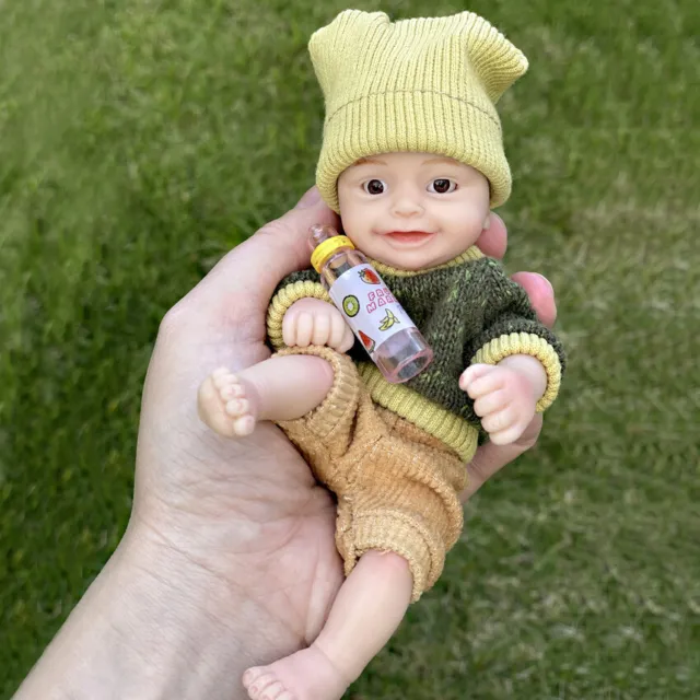 6 inch Mini Palm Dolls Full Solid Silicone body Cute Baby Reborn Doll Gifts