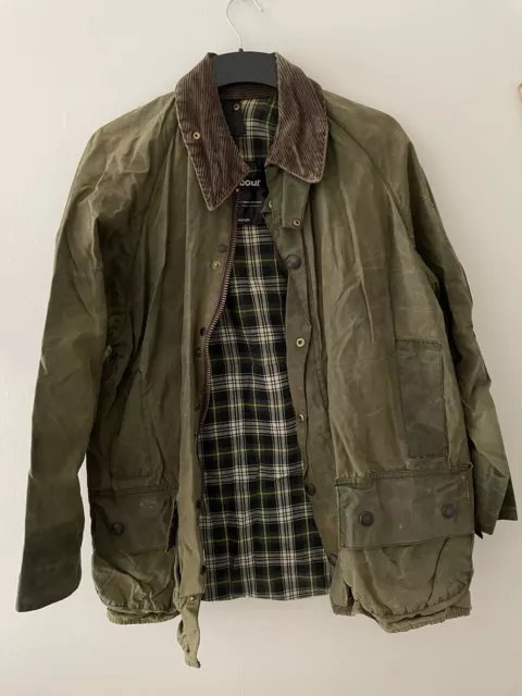 Vintage Barbour Beaufort c40/102cm Vintage Coat Jacket green waxed